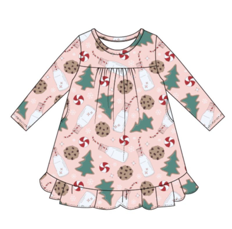 Santa’s Cookie Boho Dress Pink