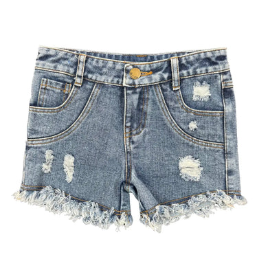 Medium Wash - Destructed Denim Shorts