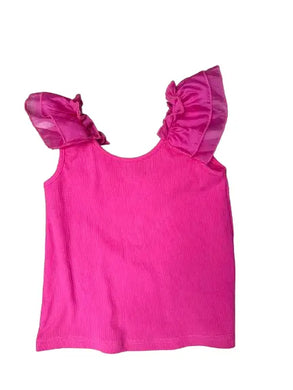 Fushia Ruffle Shoulder Tank