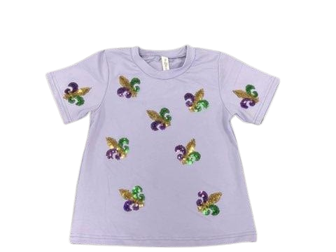 Mardi Gras Sparkle Fleu De Lis Short Sleeve