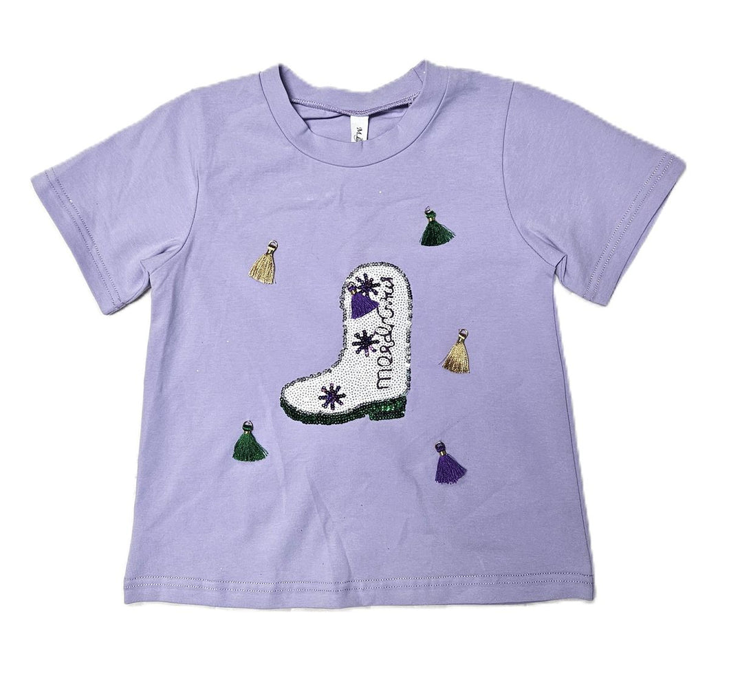 Mardi Gras Sequin Boot Short Sleeve