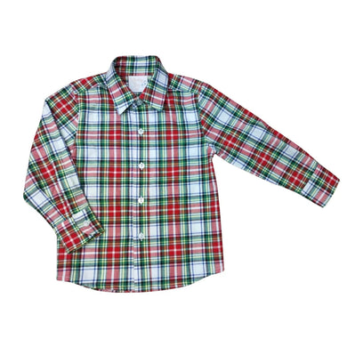 Christmas Plaid Long Sleeve Button Down