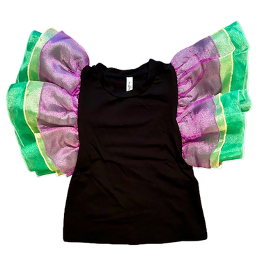 Mardi Gras Ruffled Sleeve Top