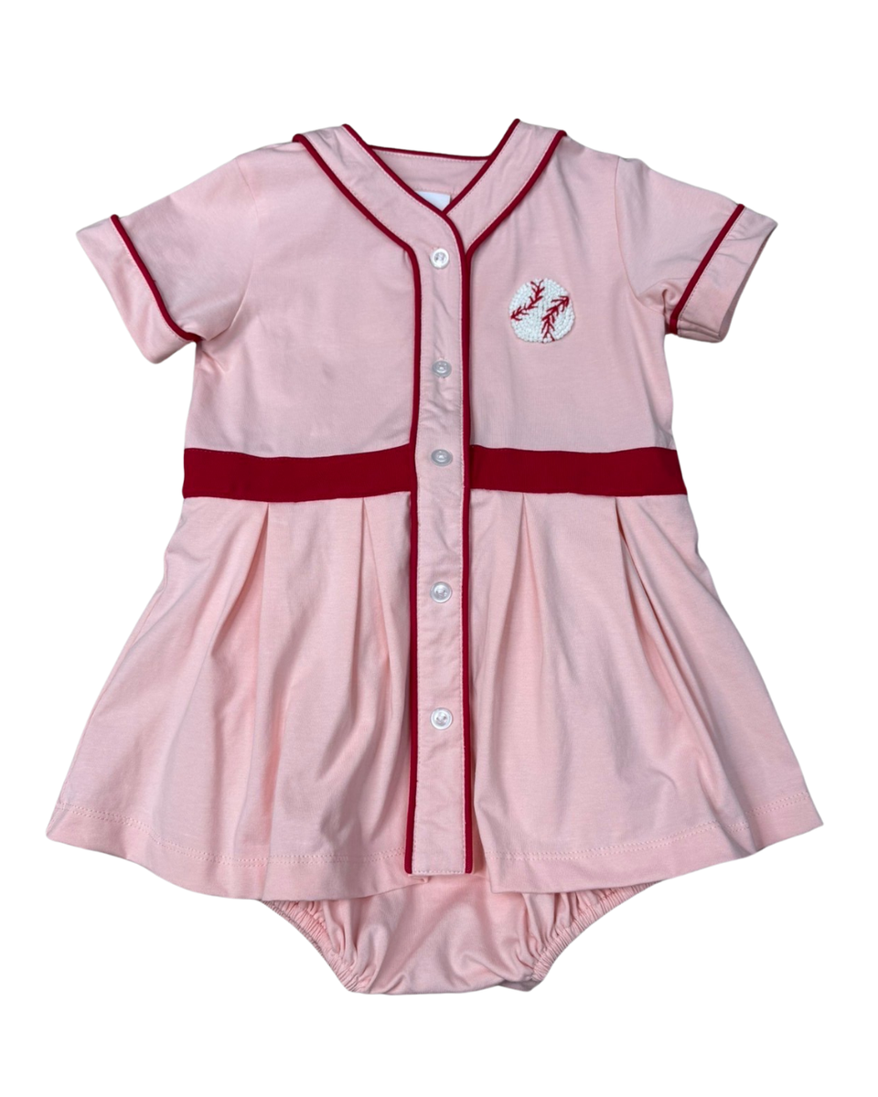 Girls Play Baseball Skirted Bubble