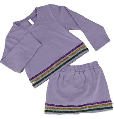 Mardi Gras Colored Striped Sleeve 2 Piece