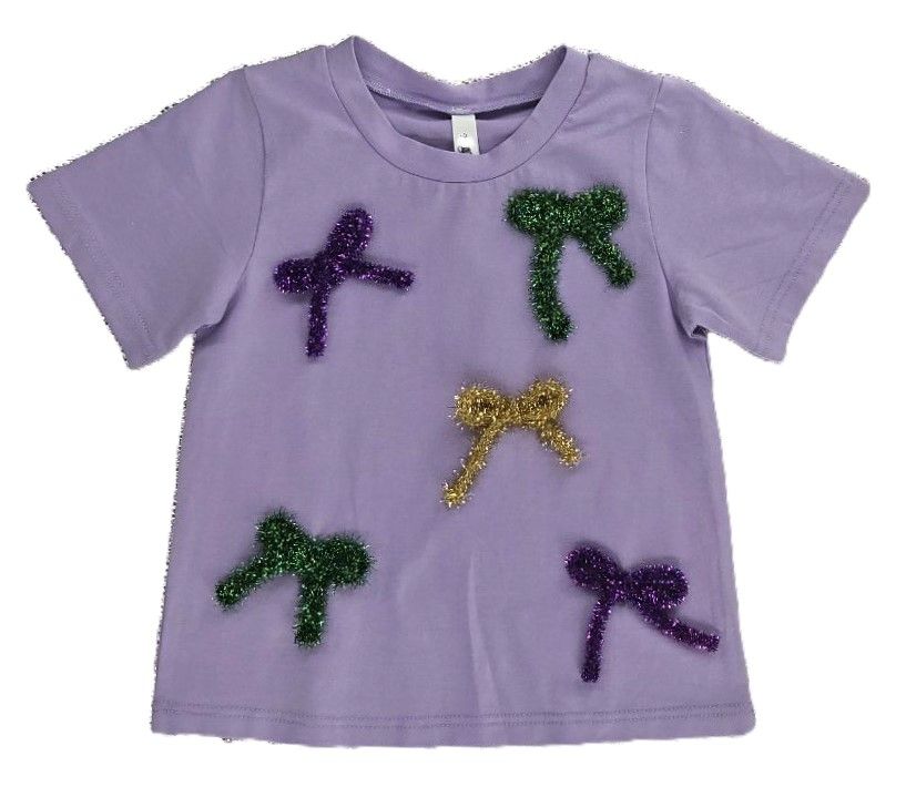 Mardi Gras Tinsel Bow Tee