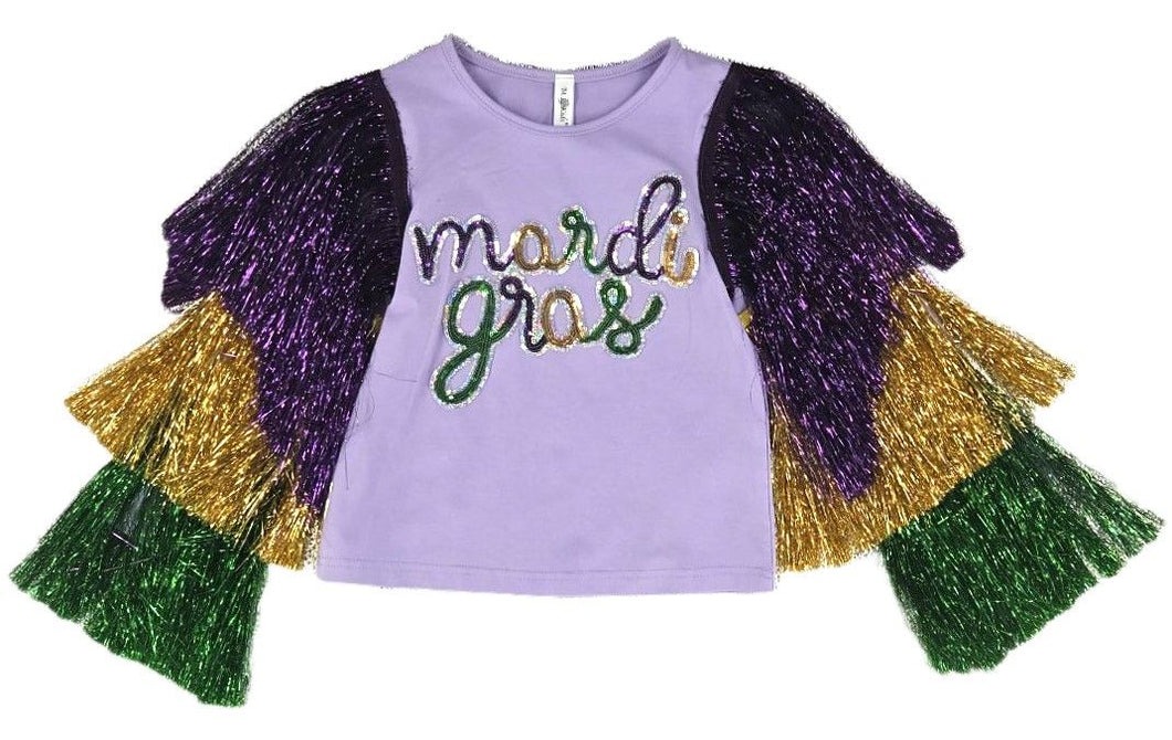 Mardi Gras Tinsel Long Sleeve Top