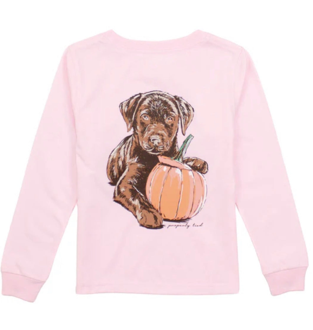 Girls Pumpkin Pup LS Rose