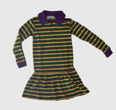 Mardi Gras Striped Collared Dress