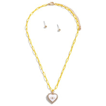 Glitter Heart Patch Paperlink Chain Necklace