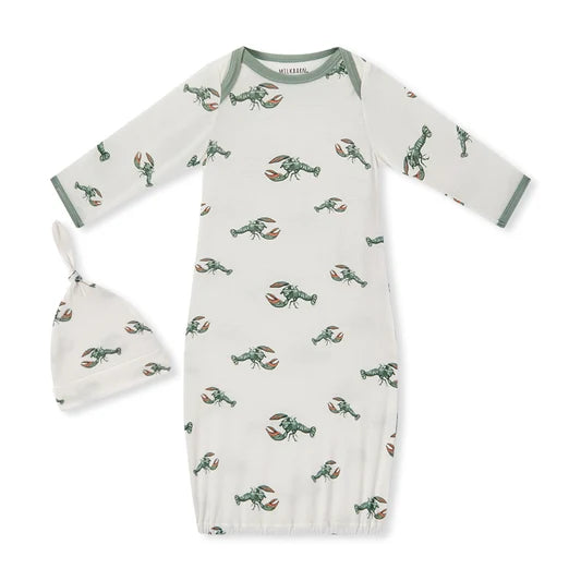 Bamboo Luxe Newborn Stretch Gown & Hat Set
