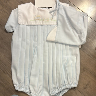 Blue train romper