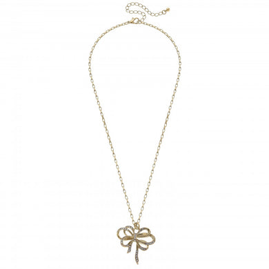 Chain Link Necklace With Bow Pendant