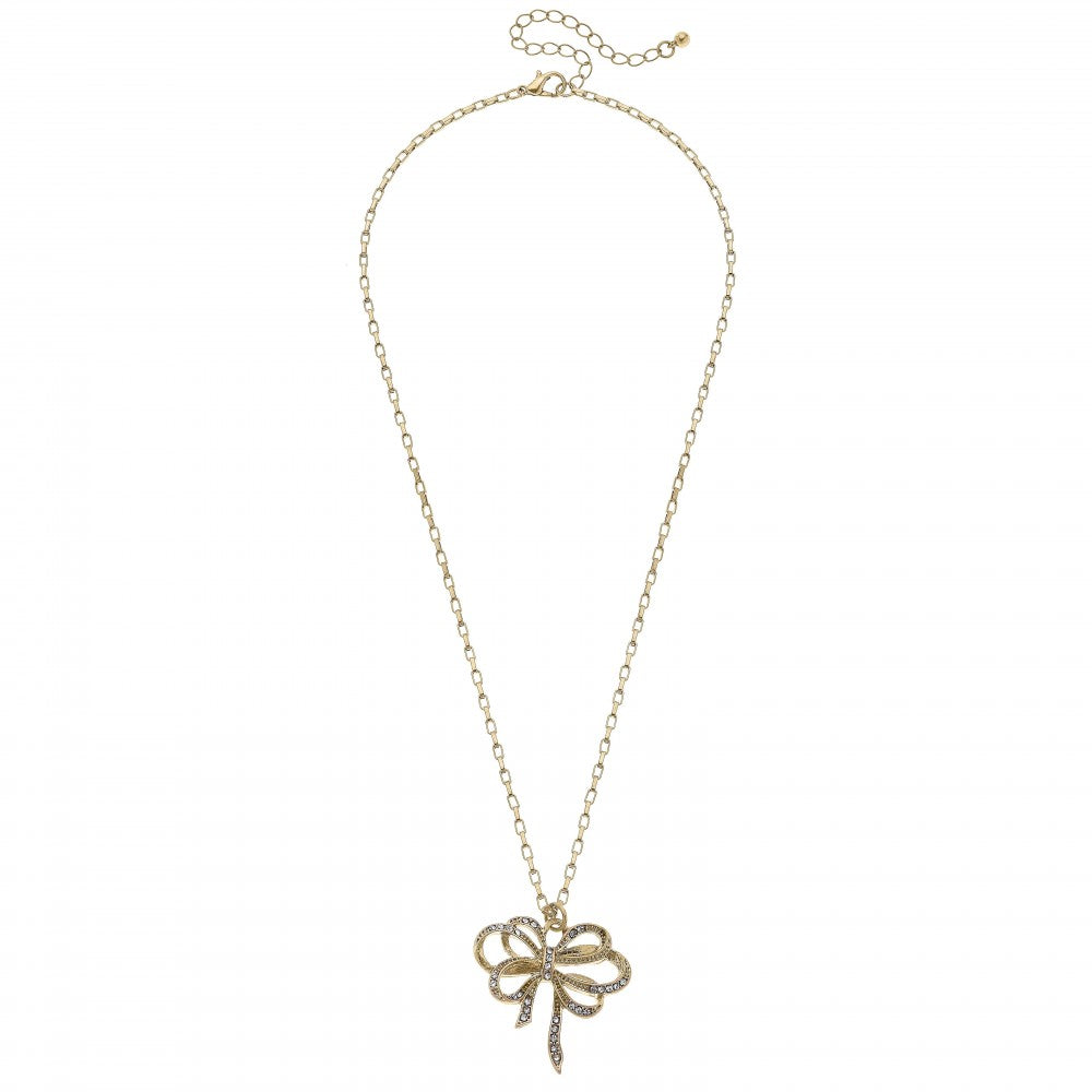 Chain Link Necklace With Bow Pendant
