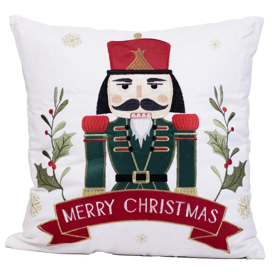 Merry Christmas Nutcracker Pillow