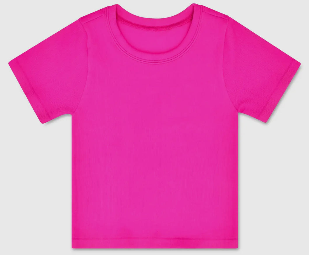 Pretty Pink Ribbed Short Sleeve