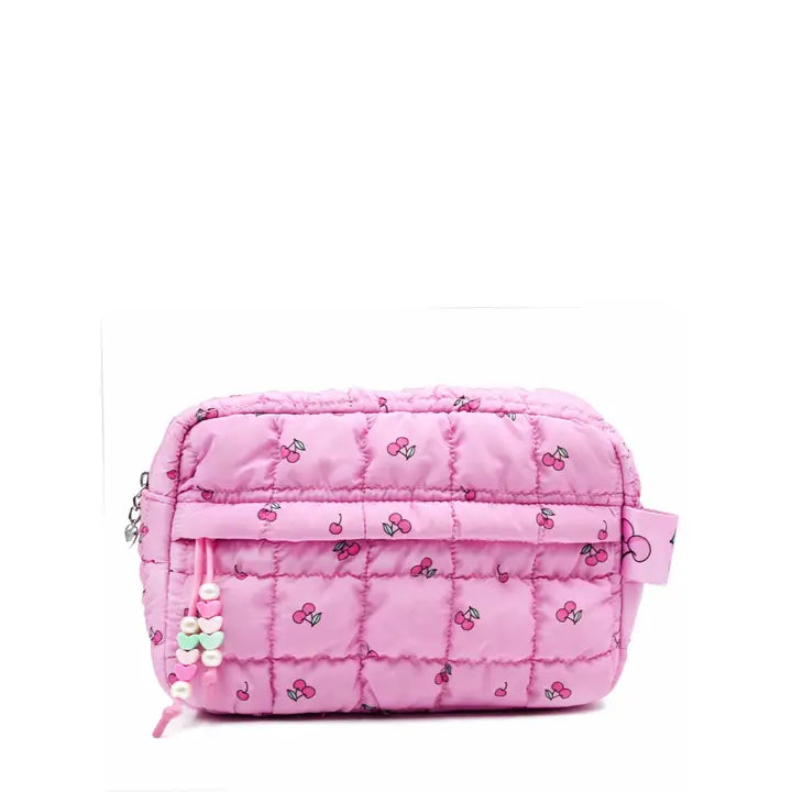 Quilted Scrunchies Cherry Printed Pouch