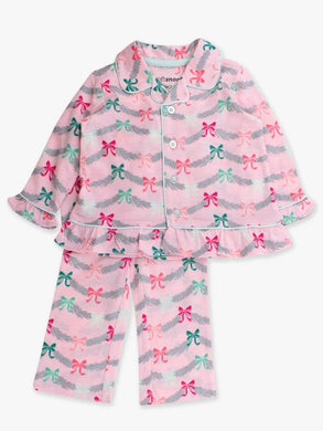 Mom & Me Sparkle Pink Tinsel Tiding Ruffle Flare Pajamas Set