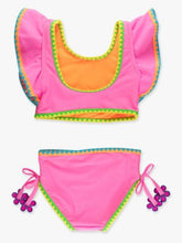 Neon Pink Crochet Detail Butterfly 2 Piece