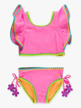 Neon Pink Crochet Detail Butterfly 2 Piece
