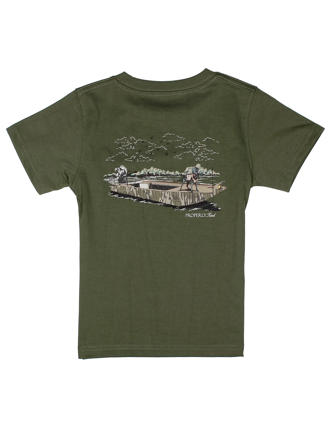 Boys Mossy Oak Boat Ride SS Olive