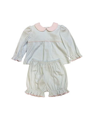 Baby Blue/Pink Long Sleeve Bloomer Set