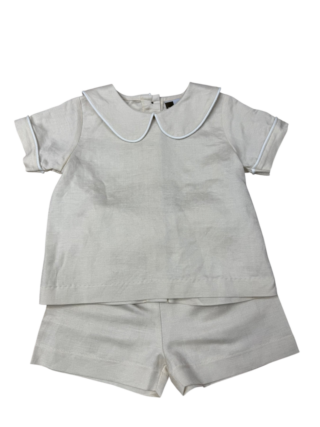 Khaki Linen Boys Short Set