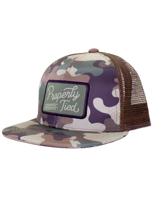 Boys Sportmans Trucker Hat Delta Woodland Camo