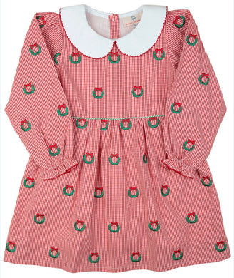 Christmas Wreaths Embroidered Dress