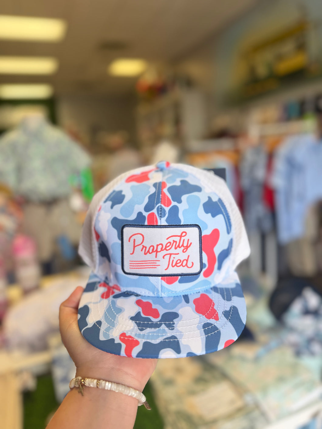 Boys Sportsman Trucker Hat Americana Camo