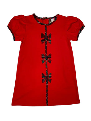 Holly Bow Dress-Red
