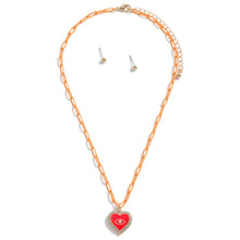 Glitter Heart Patch Paperlink Chain Necklace