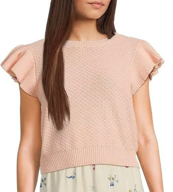 Tween Pearl Ruffle Cap Sweater