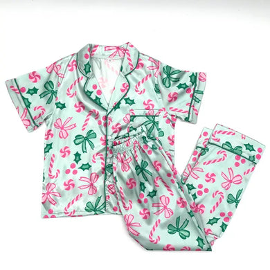 Christmas Candy Cane Silky Pajama Pant Set