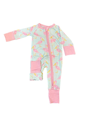 Pink Pelican Zipper Onesie