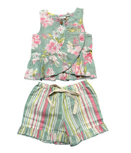 Sage and Pink Floral Two Piece Short Set