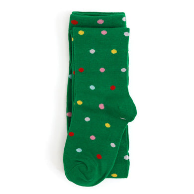 Green Christmas Dot Knit Tights