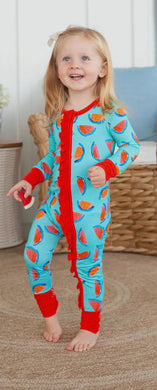 Watermelon Ruffle Zipper Onesie