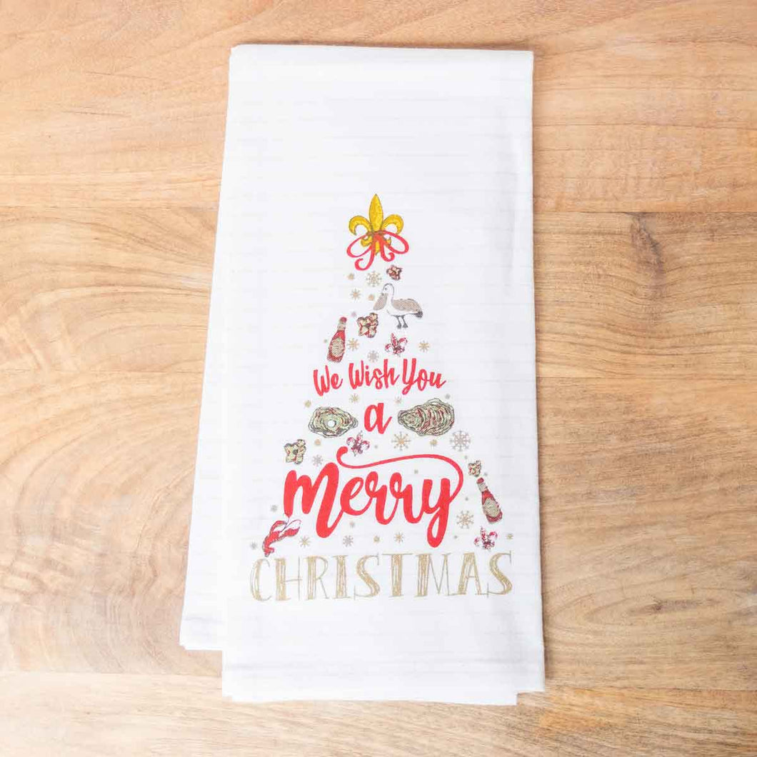 Cajun Christmas Pinstripe Hand Towel