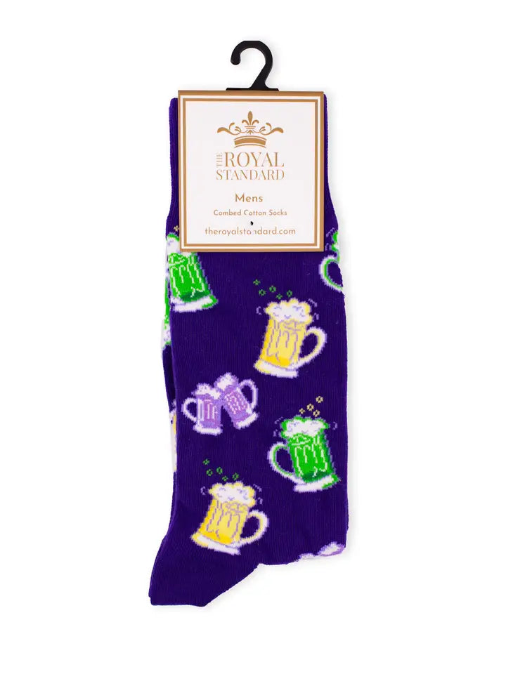 Men's Mardi Gras Cheer Socks Purple/Green/Yellow