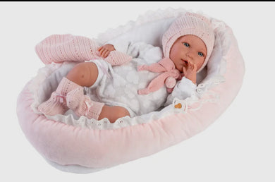 16.5” Articulated Newborn Doll Skylar with Bed Cushion