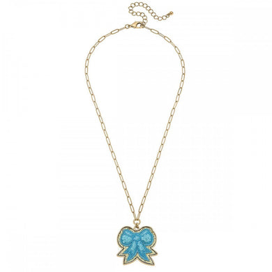 Glitter Bow Patch Pendant Paperchain Necklace