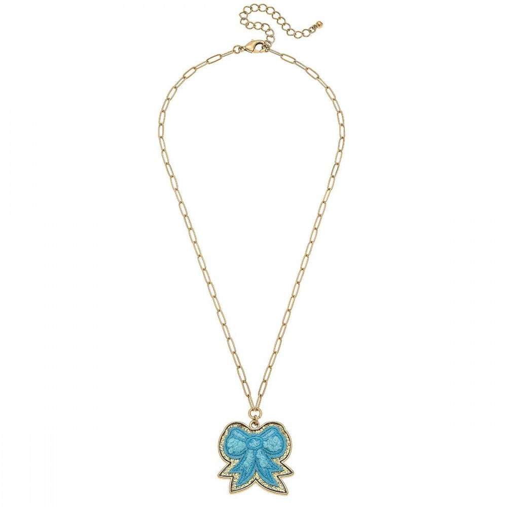 Glitter Bow Patch Pendant Paperchain Necklace