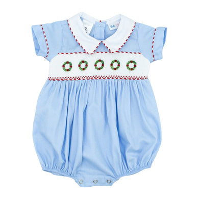 Blue Smocking Bubble with Wreaths