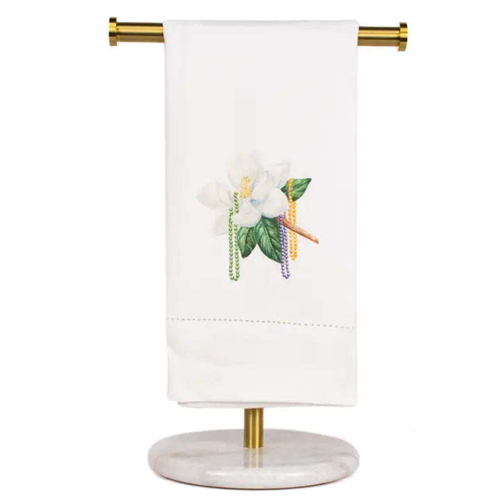 Mardi Magnolia Hemsitch Hand Towel
