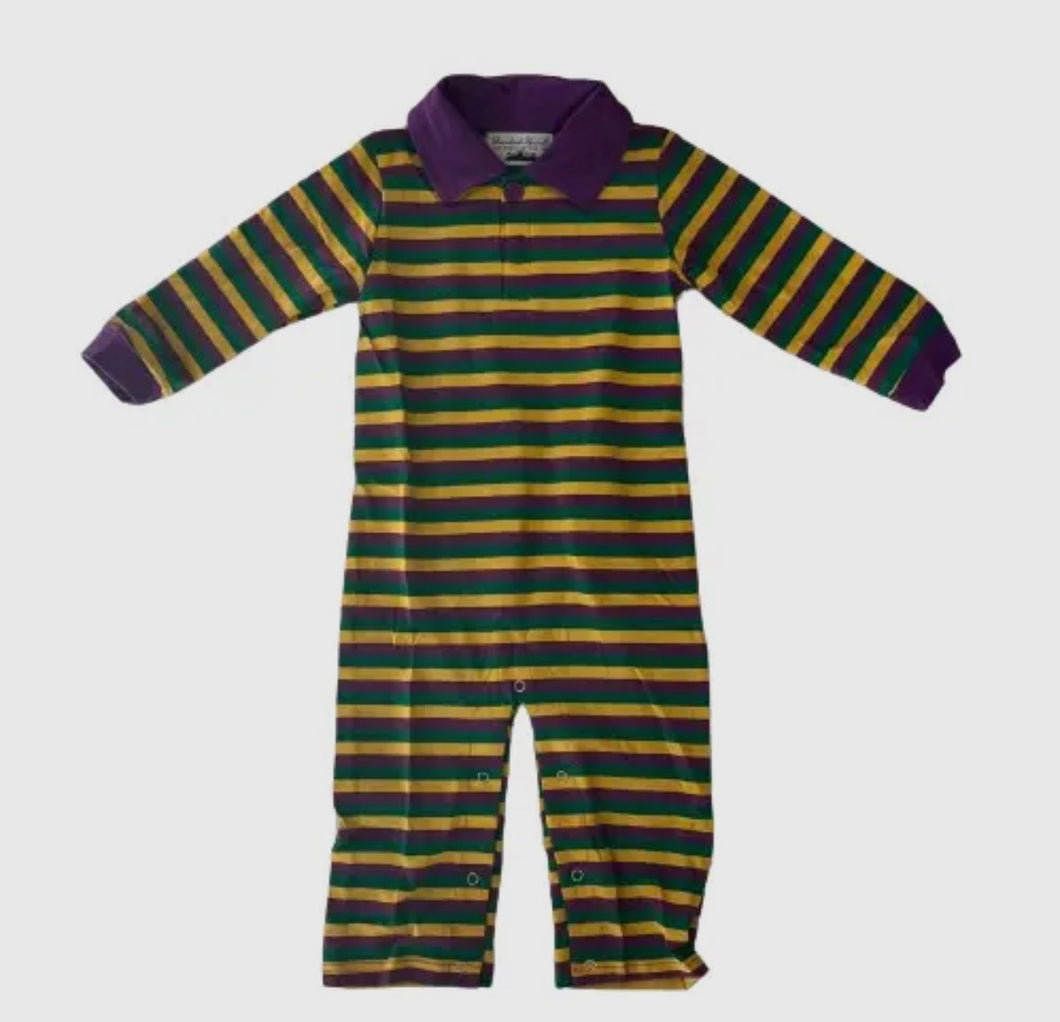 Mardi Gras Striped Collared Longall