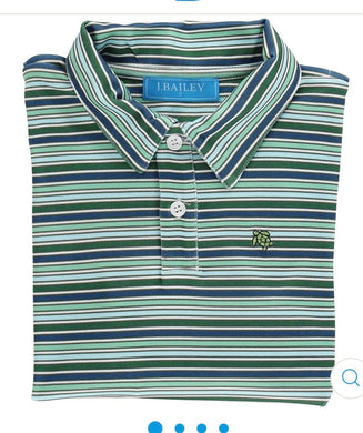 Striped Performance Polo Forest