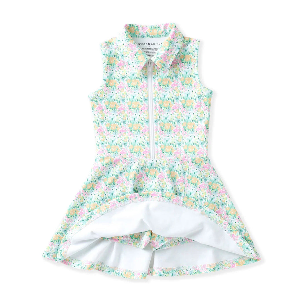 Green Floral Bloom Tennis Dress