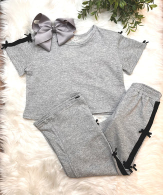 Hayden Girls Heather Grey Bow Bottoms