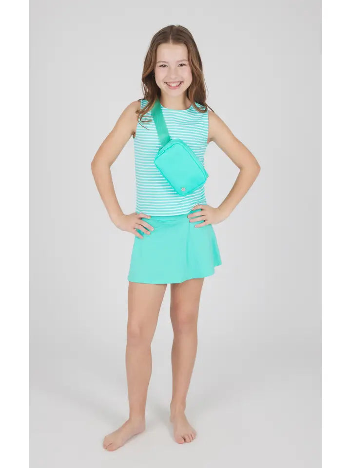 Tween Girls Tank Top, Summer Crossover Skort, Fanny Bag Set